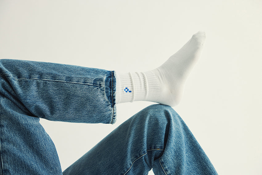 Rib Socks - Blue Flower