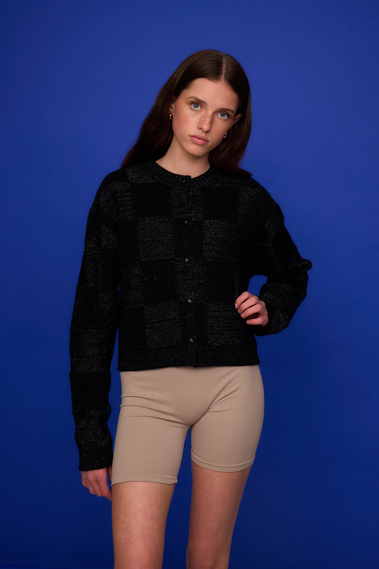 Squares Cardi - Black Sparkle