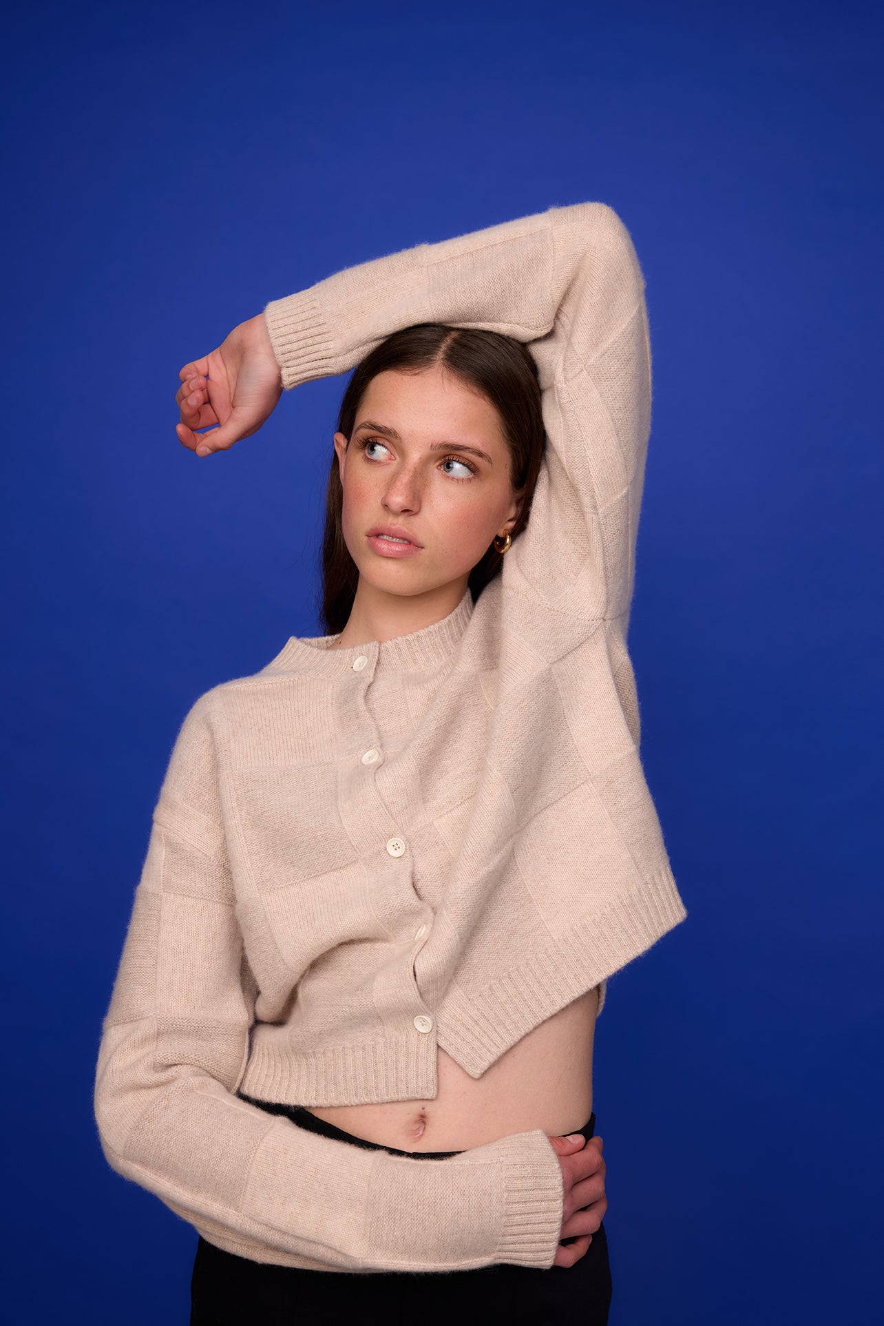 Squares Cardi - Oat Sparkle