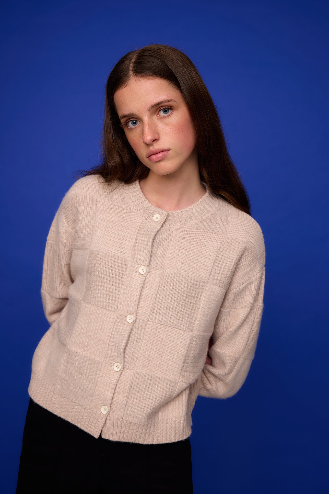 Squares Cardi - Oat Sparkle