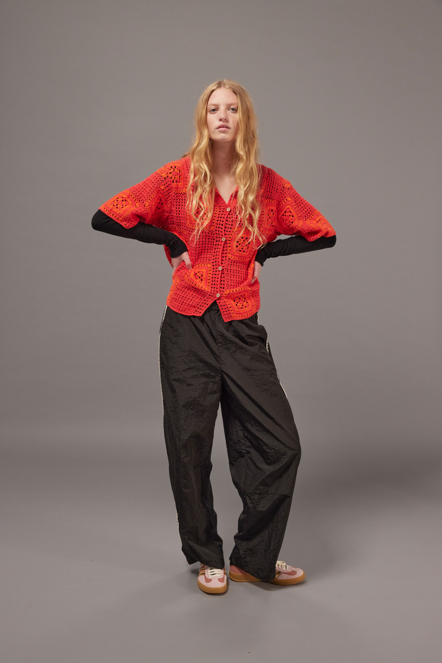 Hand-Crochet Shirt - Red / Orange