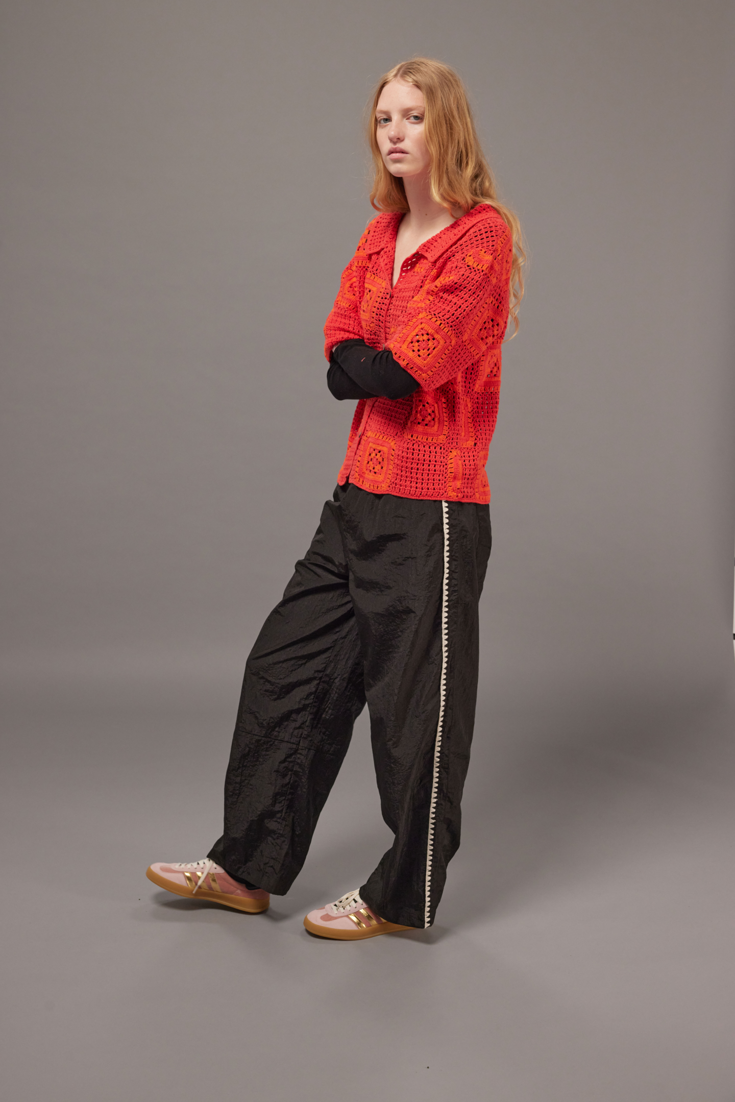 Hand-Crochet Shirt - Red / Orange