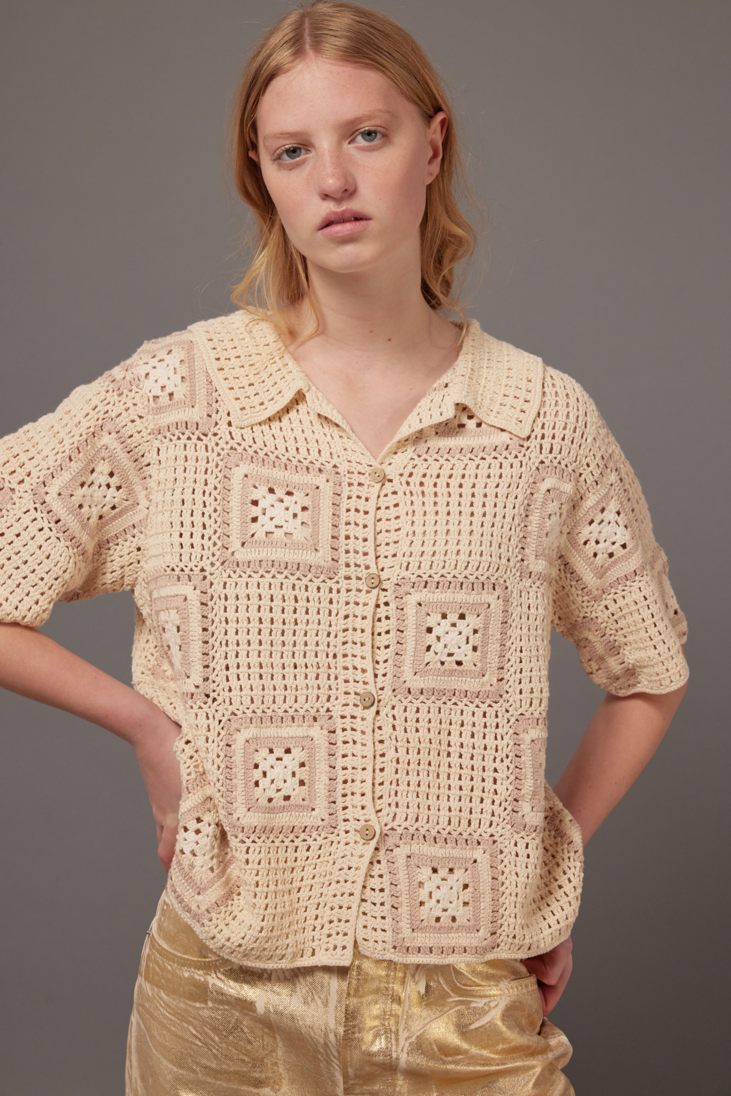 Hand-Crochet Shirt - Nudes