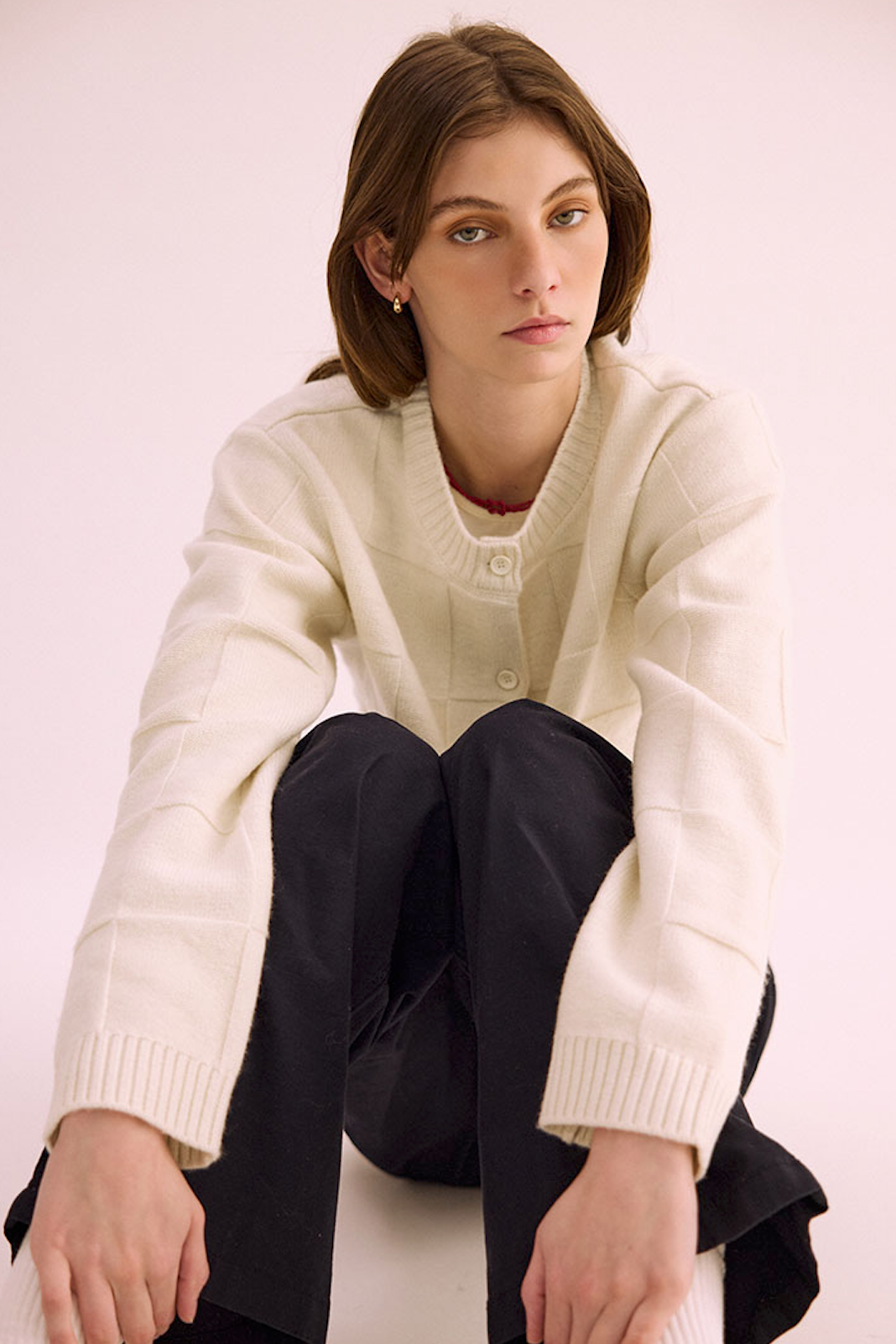 Squares Cardi - Cream Sparkle