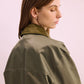 Phàrlain Utility Jacket in olive khaki satin finish with utility pockets