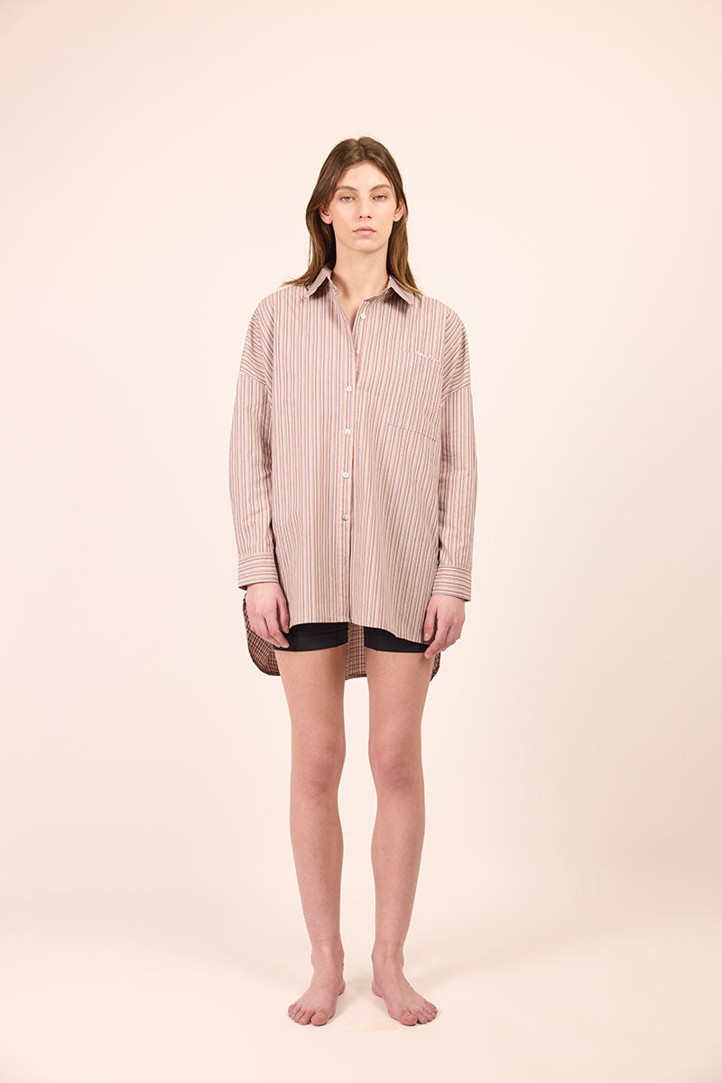 Bille Shirt - Red / Tan Stripe