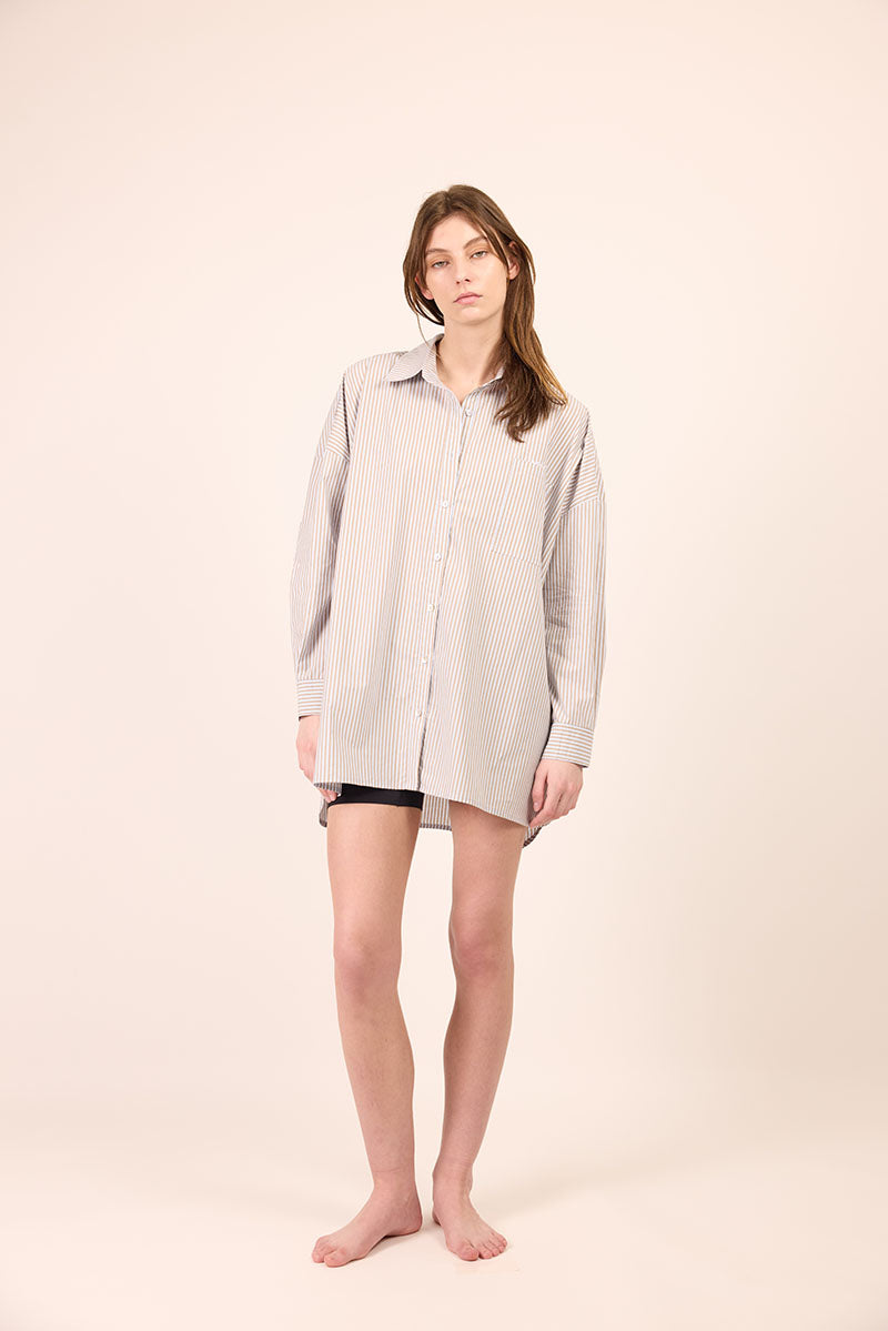 Bille Shirt - Blue / Tan Stripe