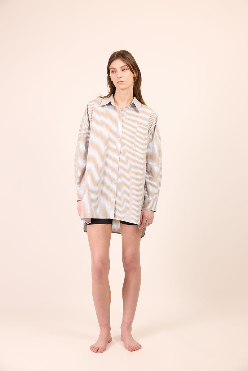 Bille Shirt - Blue / Tan Stripe