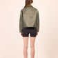 Phàrlain Utility Jacket in olive khaki satin finish with utility pockets