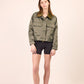 Phàrlain Utility Jacket in olive khaki satin finish with utility pockets