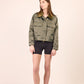 Phàrlain Utility Jacket in olive khaki satin finish with utility pockets