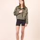 Phàrlain Utility Jacket in olive khaki satin finish with utility pockets