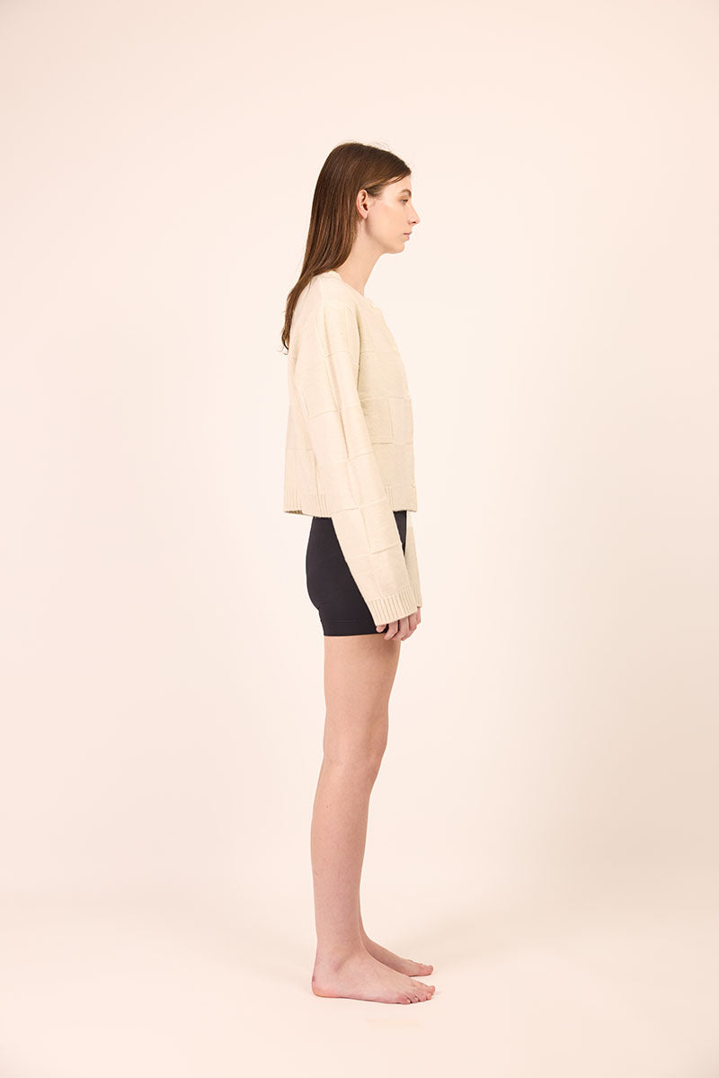 Squares Cardi - Cream Sparkle