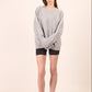 Pharlain Grey Marle Merino Wool Squares  Jumper with reversible knit squares and a silver lurex thread