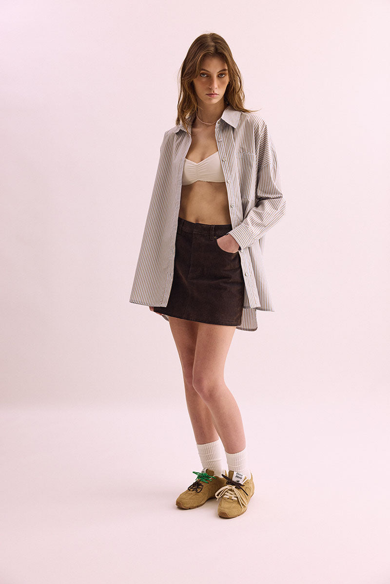 Bille Shirt - Blue / Tan Stripe