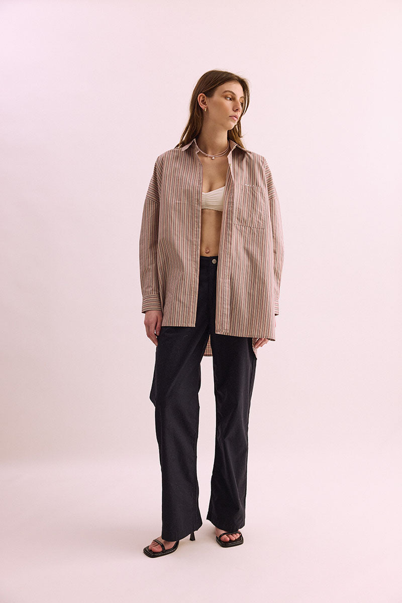 Bille Shirt - Red / Tan Stripe