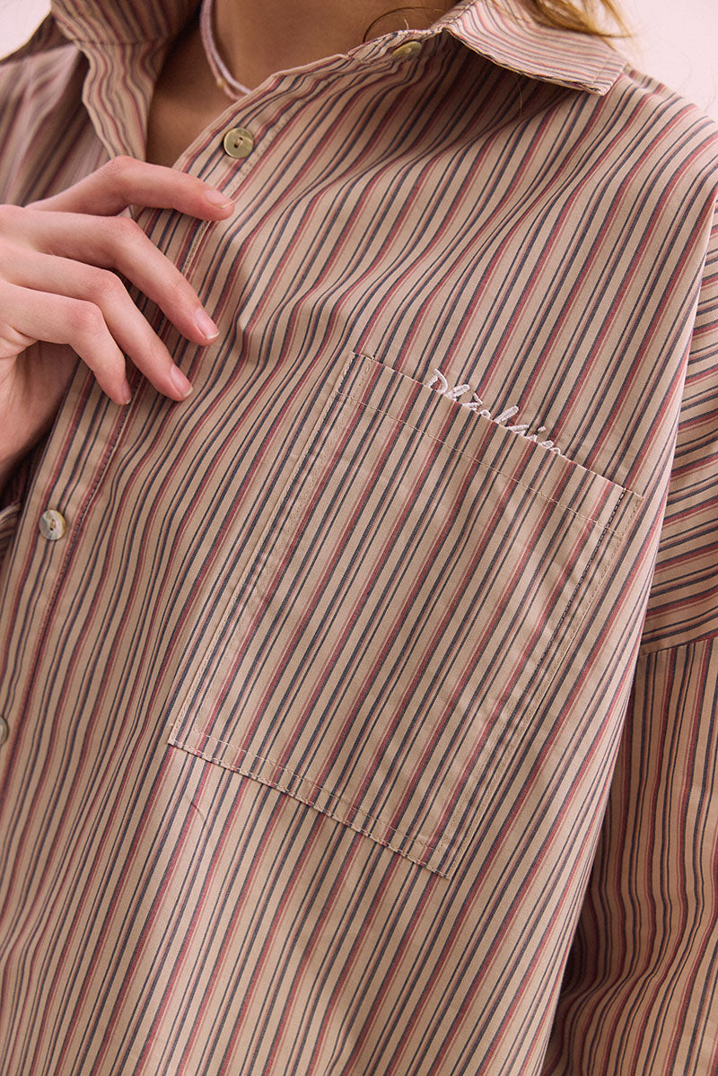 Bille Shirt - Red / Tan Stripe