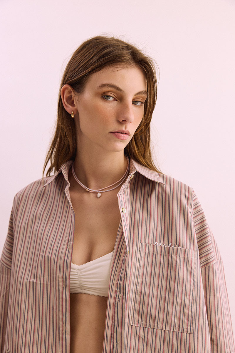 Bille Shirt - Red / Tan Stripe