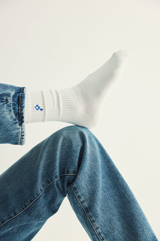 Rib Socks - Blue Flower