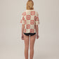 Hand-Crochet Shirt - Red Squares