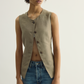 Button Vest - Olive