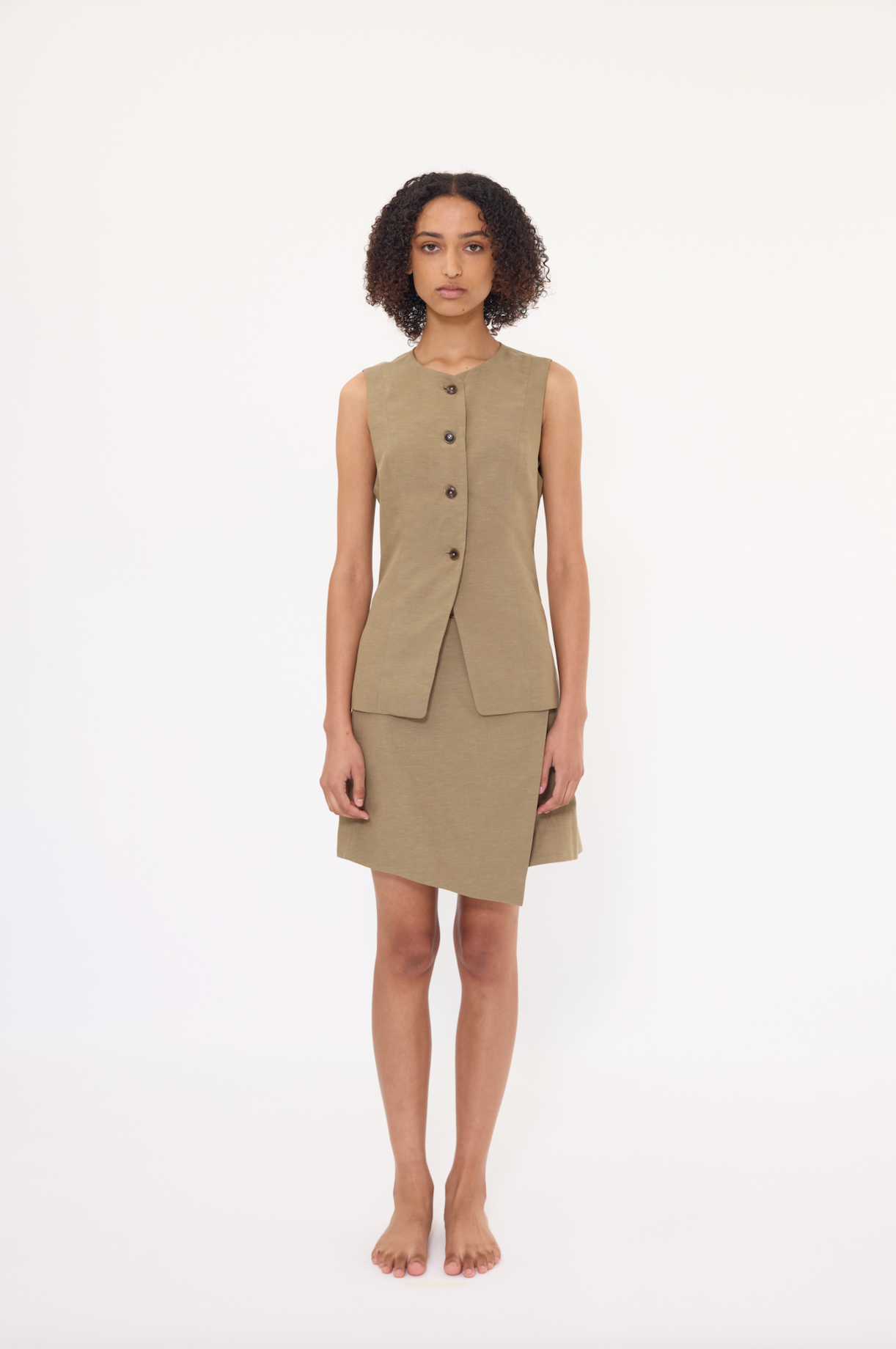 Button Skirt - Olive