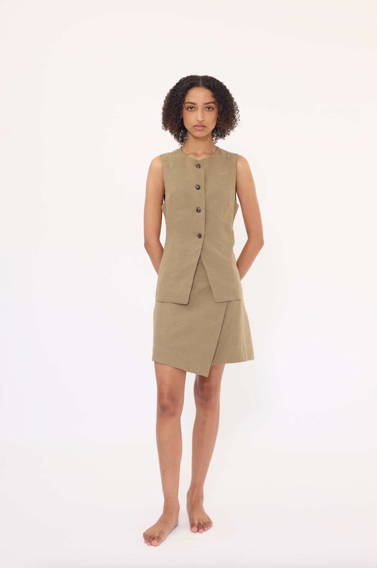 Button Skirt - Olive