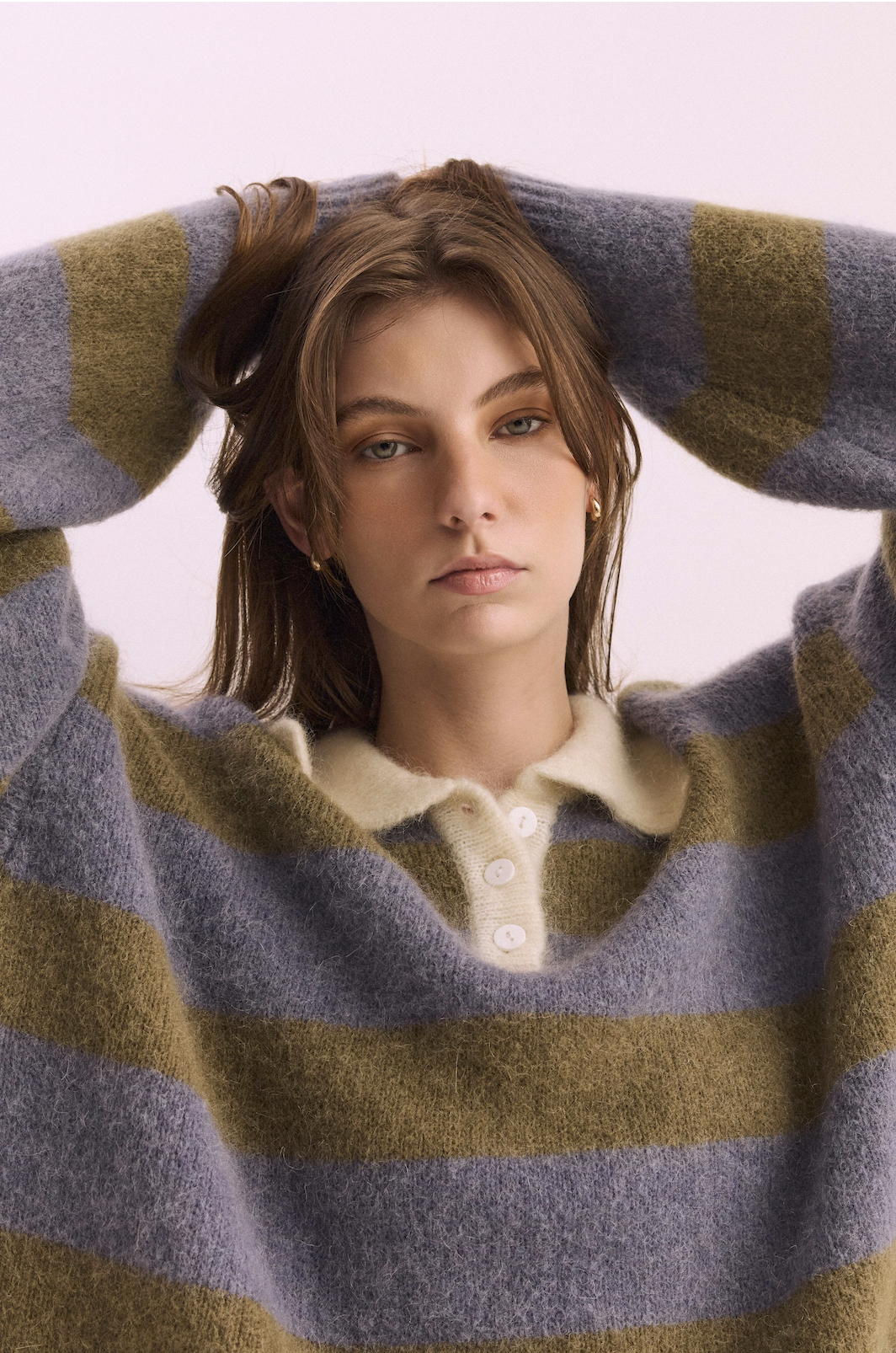 Knit Polo - Blue / Green Stripe