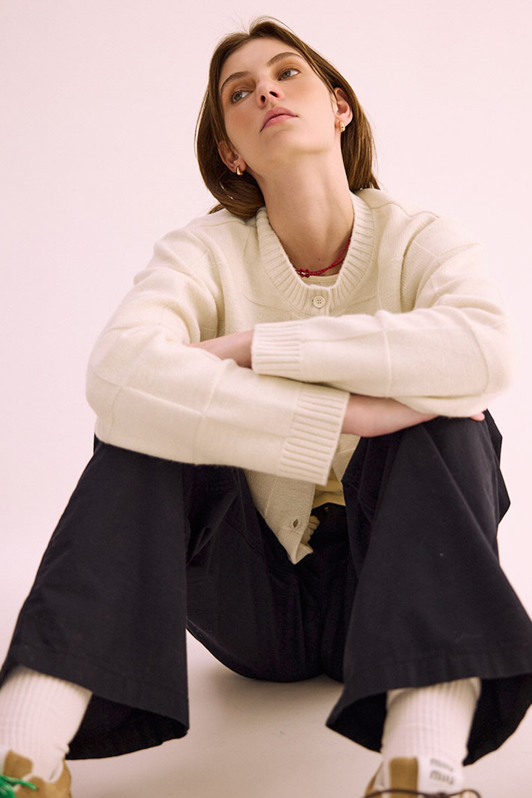 Squares Cardi - Cream Sparkle