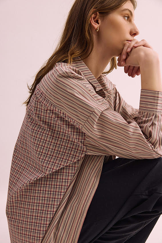 Bille Shirt - Red / Tan Stripe